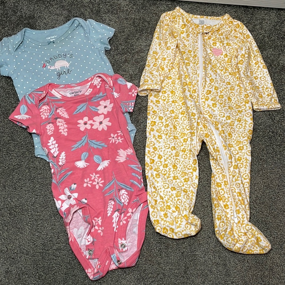 2 baby girls onesie’s and 1 bodysuit with double zipper